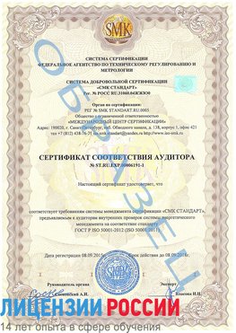 Образец сертификата соответствия аудитора №ST.RU.EXP.00006191-1 Грязовец Сертификат ISO 50001